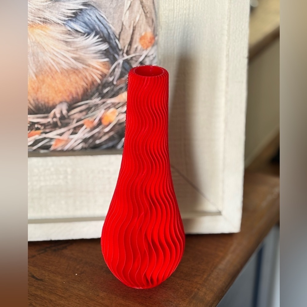 Martin Zampach Stamped Red Spiral Vase. *Small Flaw* Modern | Contemporary 2014